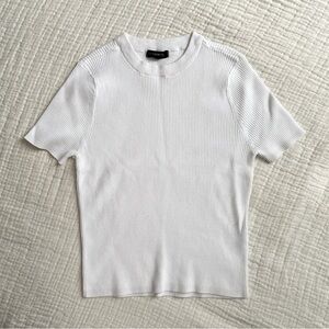 basic white ribbed tee